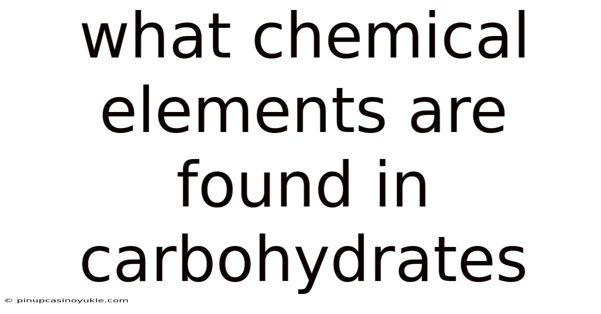 What Chemical Elements Are Found In Carbohydrates