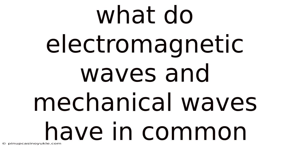 What Do Electromagnetic Waves And Mechanical Waves Have In Common