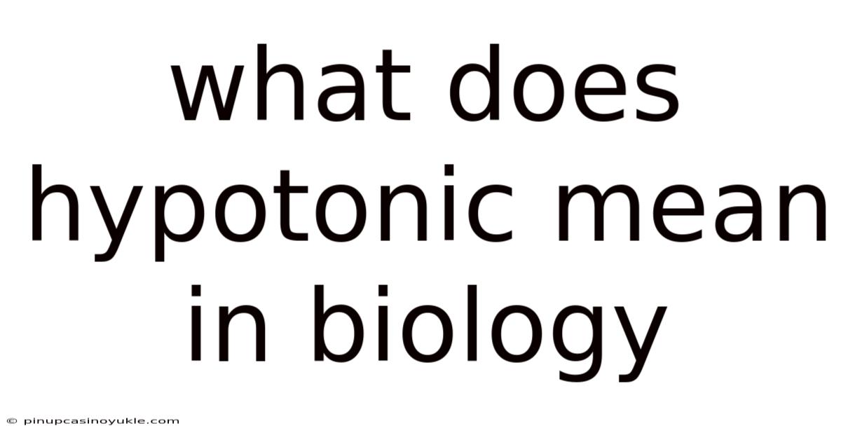 What Does Hypotonic Mean In Biology