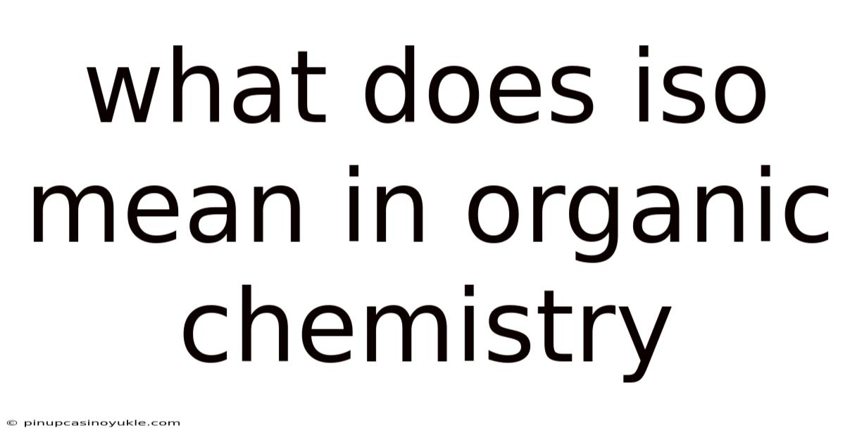 What Does Iso Mean In Organic Chemistry