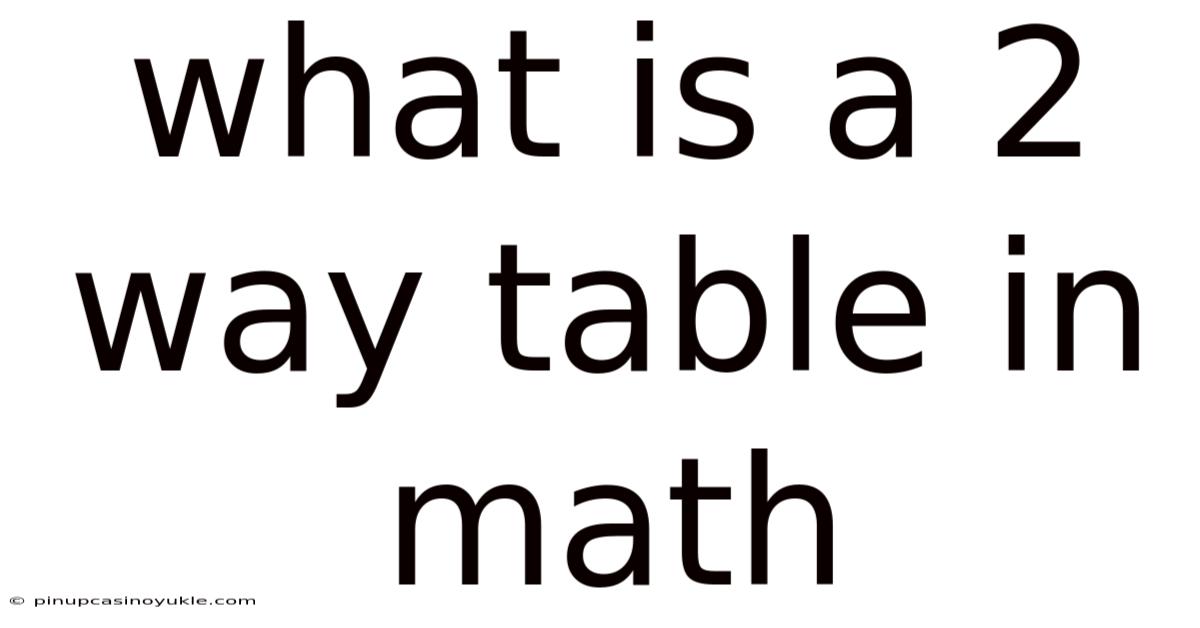 What Is A 2 Way Table In Math