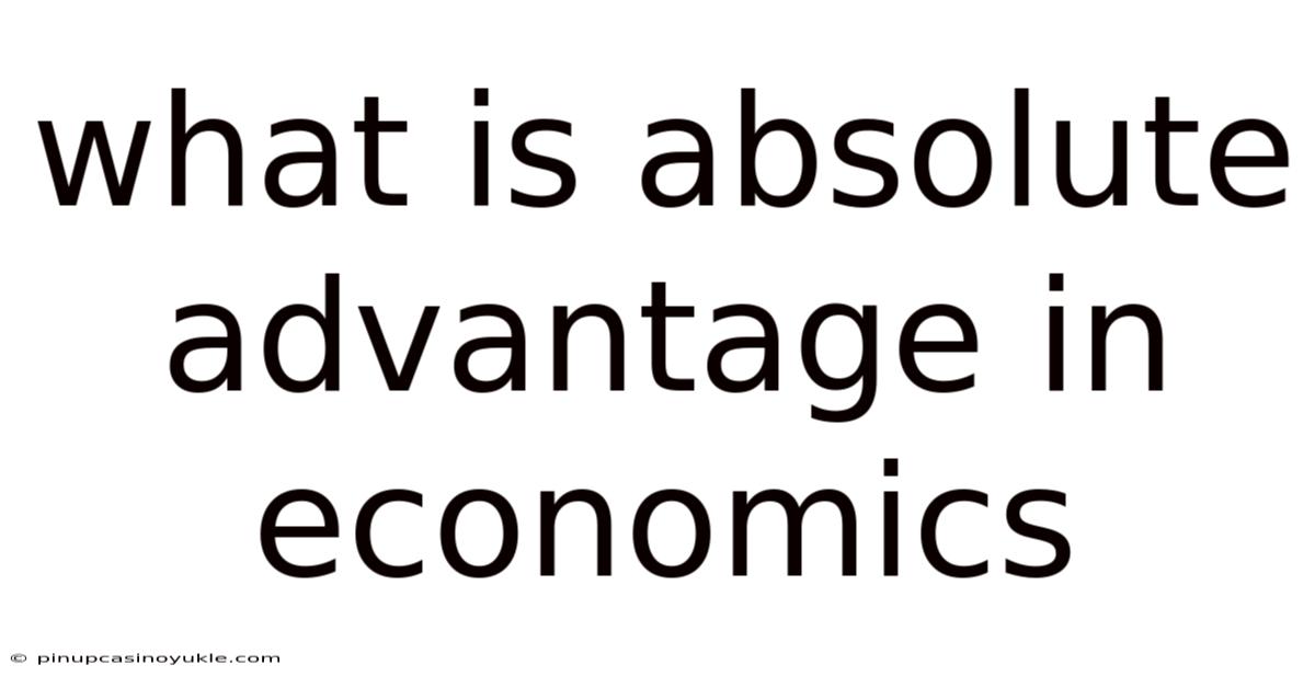 What Is Absolute Advantage In Economics