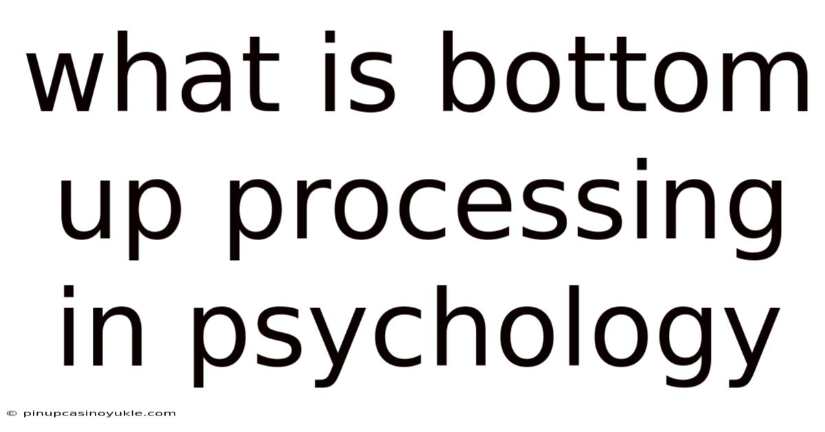 What Is Bottom Up Processing In Psychology