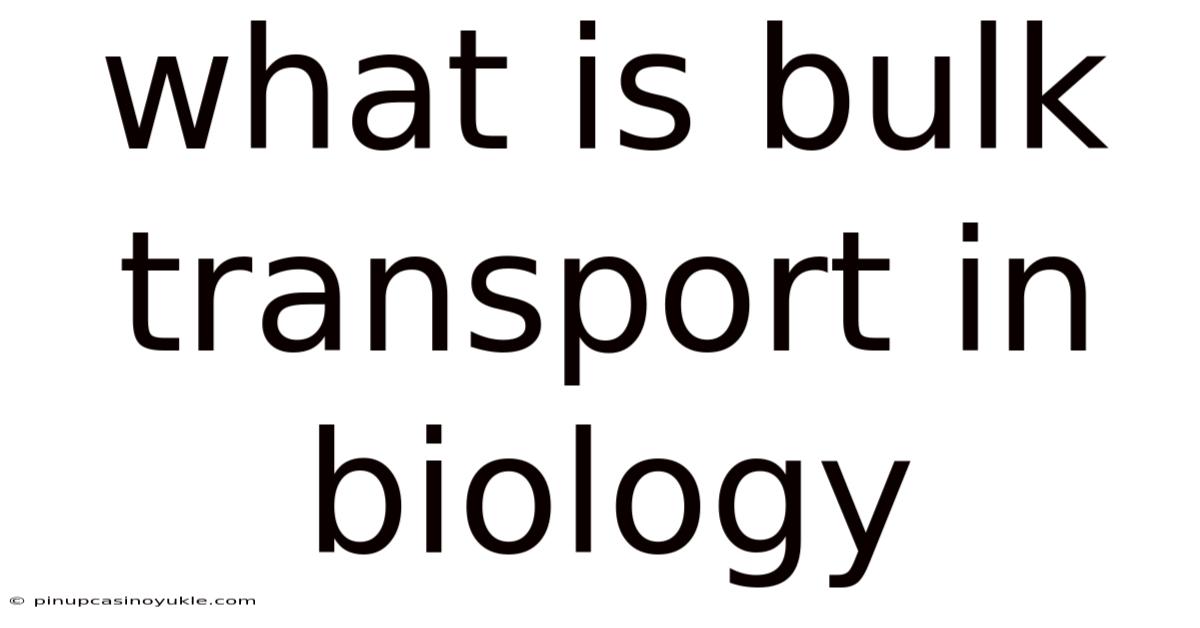 What Is Bulk Transport In Biology