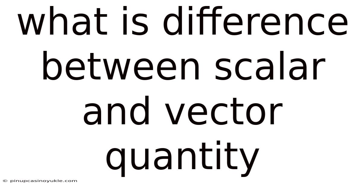 What Is Difference Between Scalar And Vector Quantity