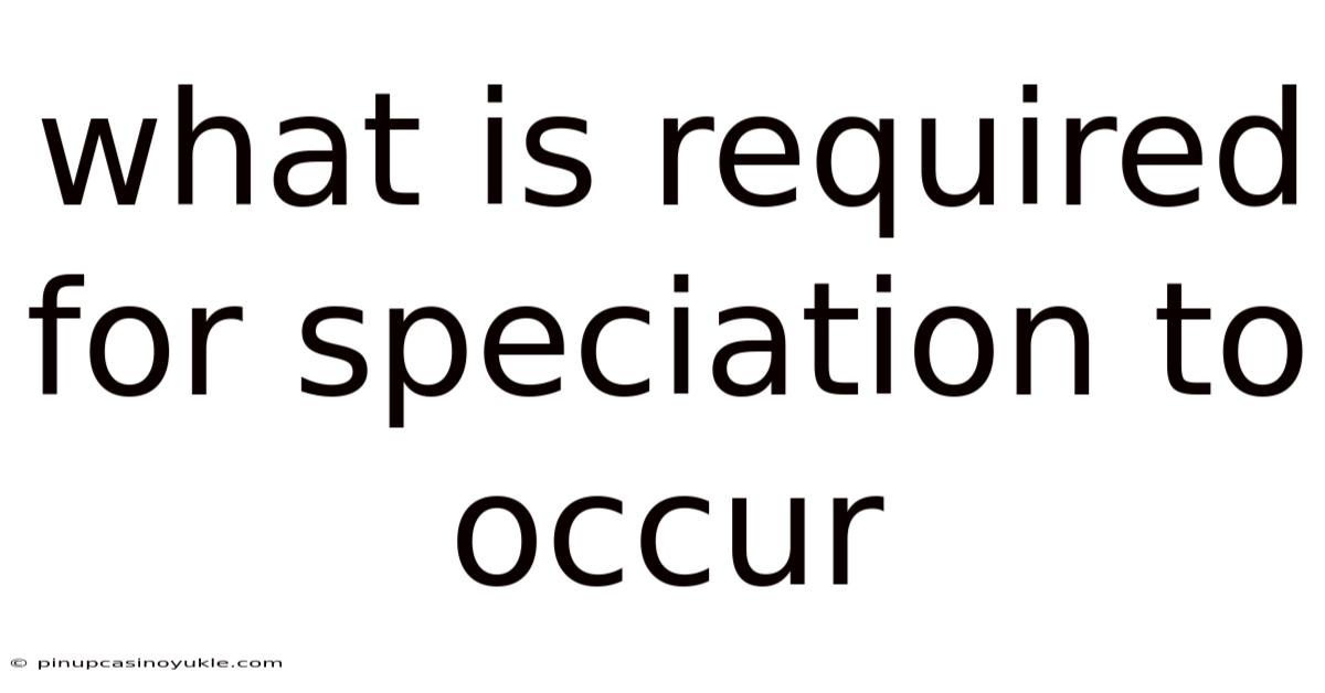 What Is Required For Speciation To Occur