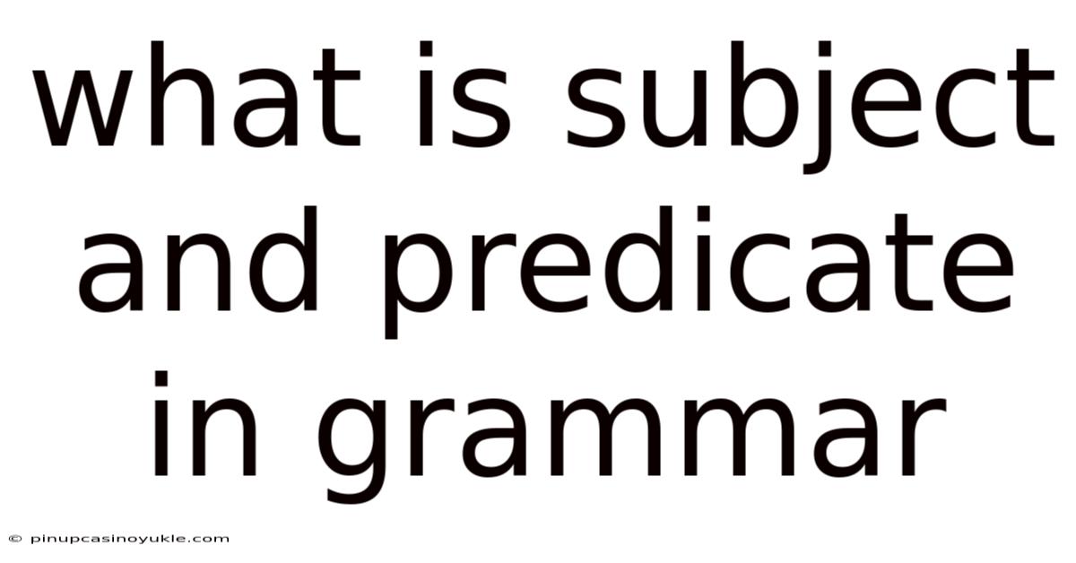 What Is Subject And Predicate In Grammar