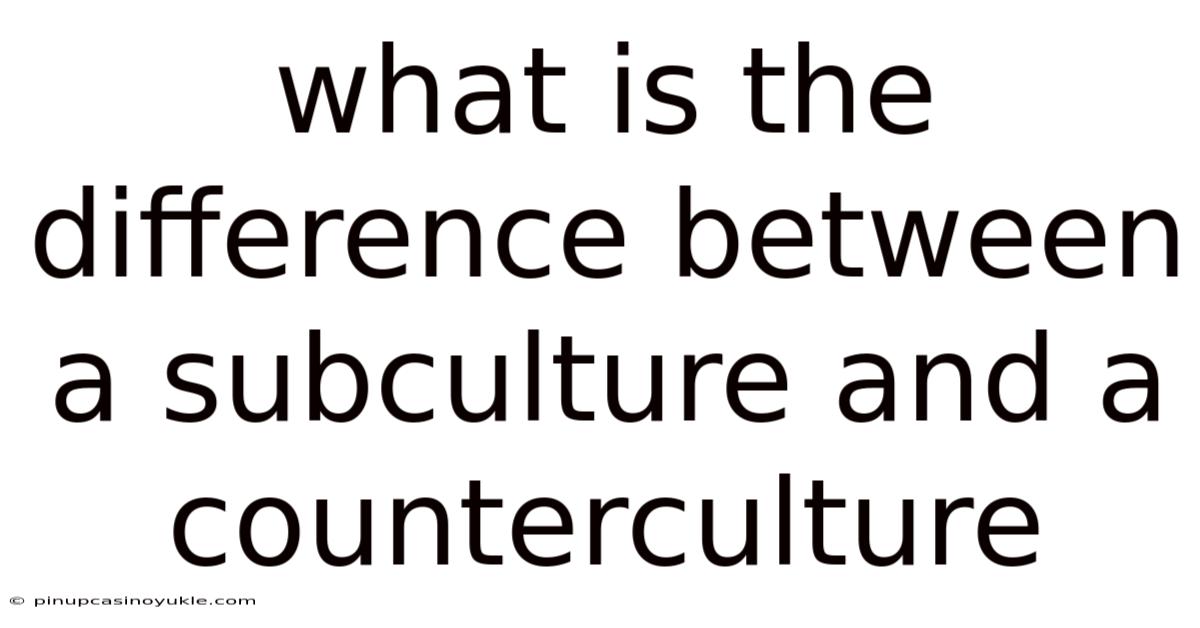 What Is The Difference Between A Subculture And A Counterculture