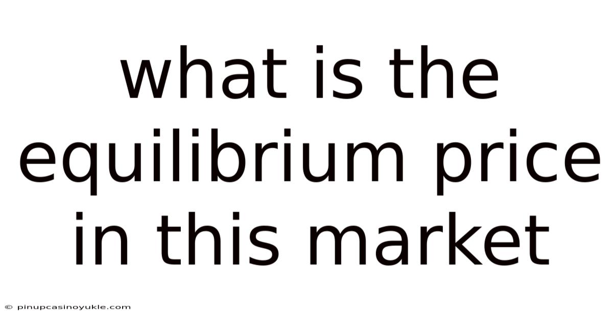 What Is The Equilibrium Price In This Market