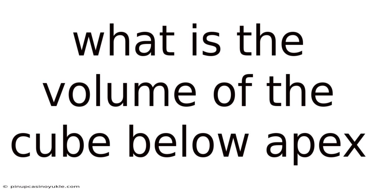 What Is The Volume Of The Cube Below Apex