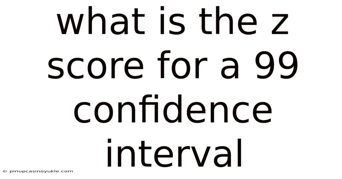 What Is The Z Score For A 99 Confidence Interval