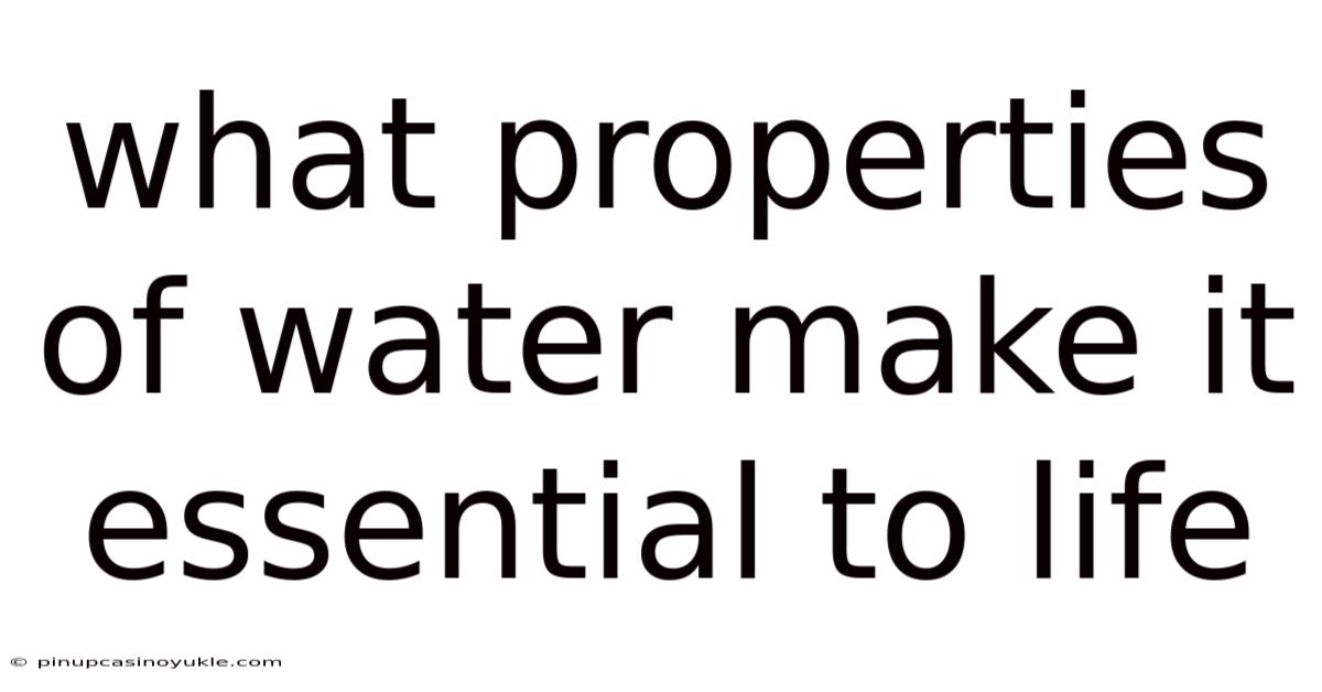 What Properties Of Water Make It Essential To Life