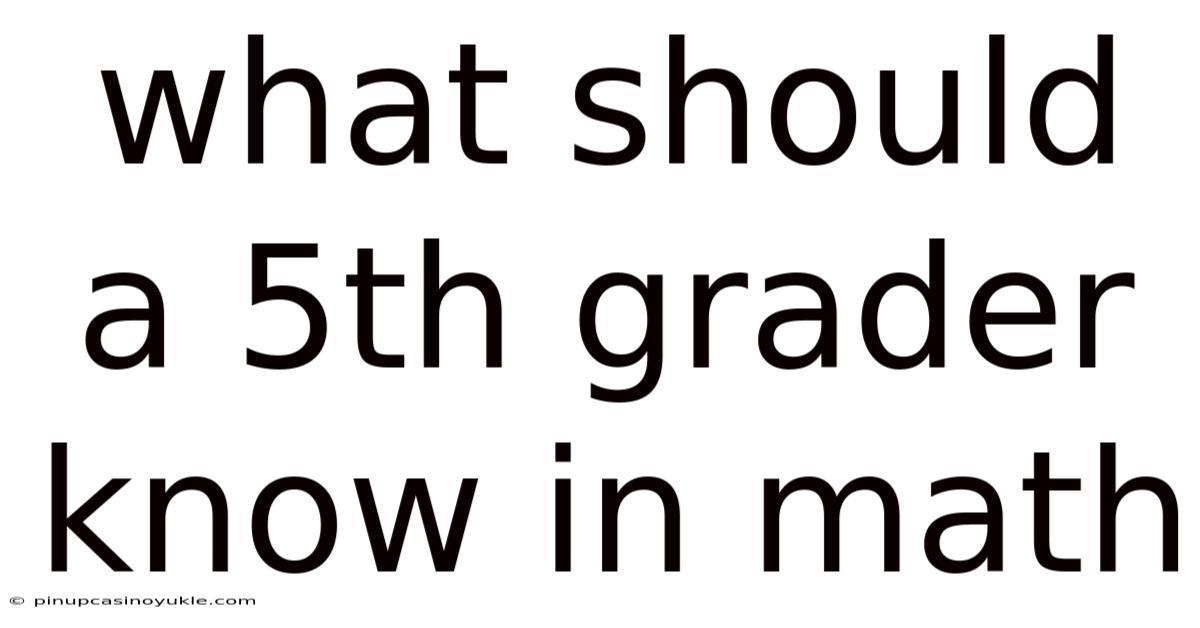 What Should A 5th Grader Know In Math