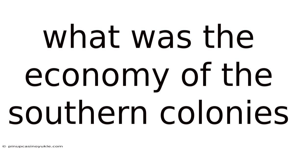 What Was The Economy Of The Southern Colonies