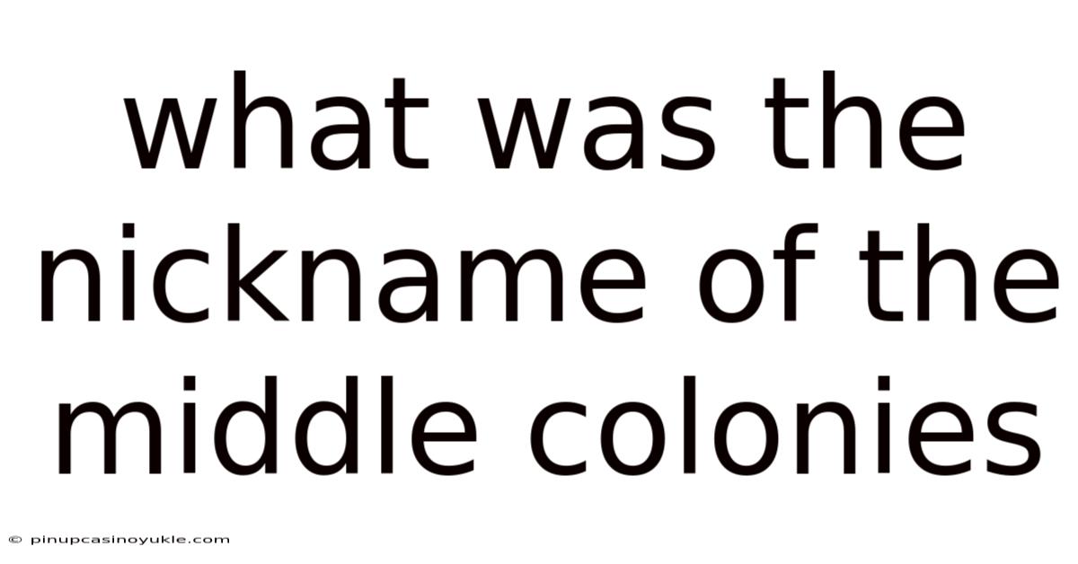 What Was The Nickname Of The Middle Colonies
