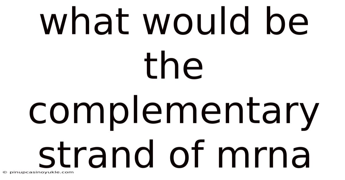 What Would Be The Complementary Strand Of Mrna