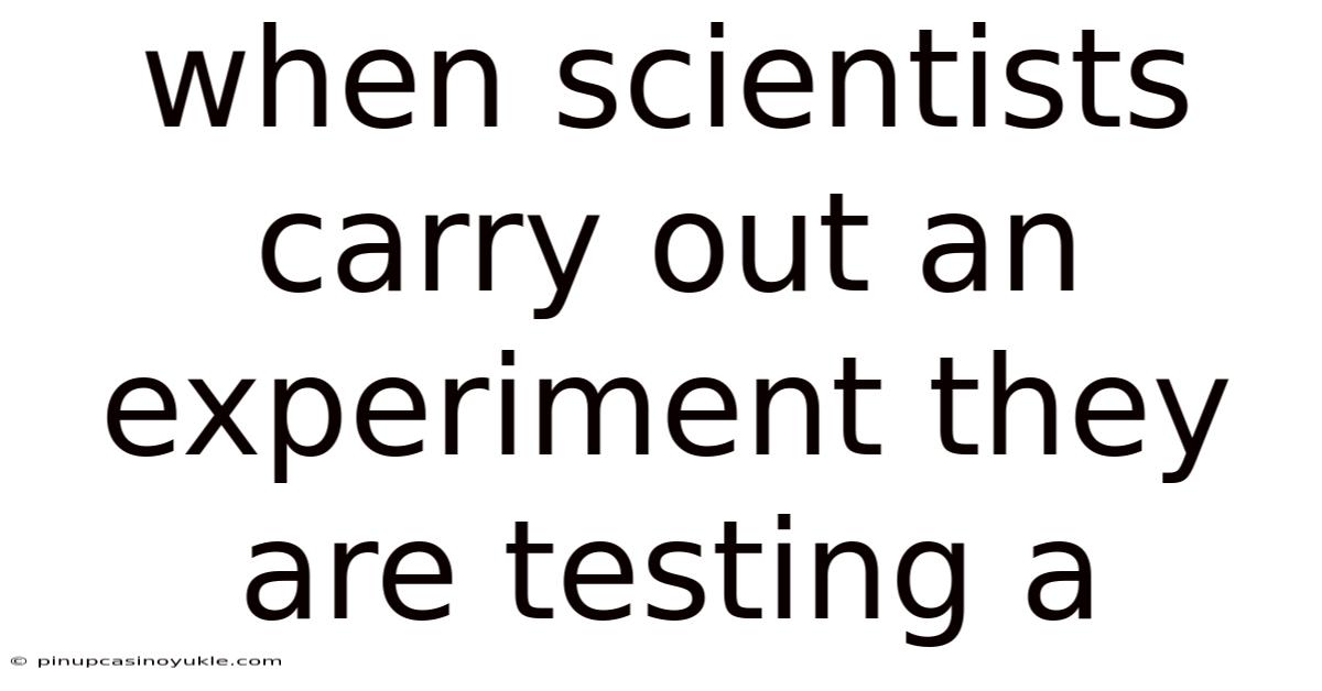 When Scientists Carry Out An Experiment They Are Testing A