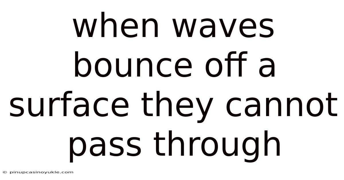 When Waves Bounce Off A Surface They Cannot Pass Through
