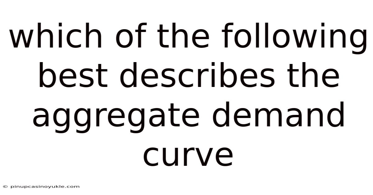 Which Of The Following Best Describes The Aggregate Demand Curve