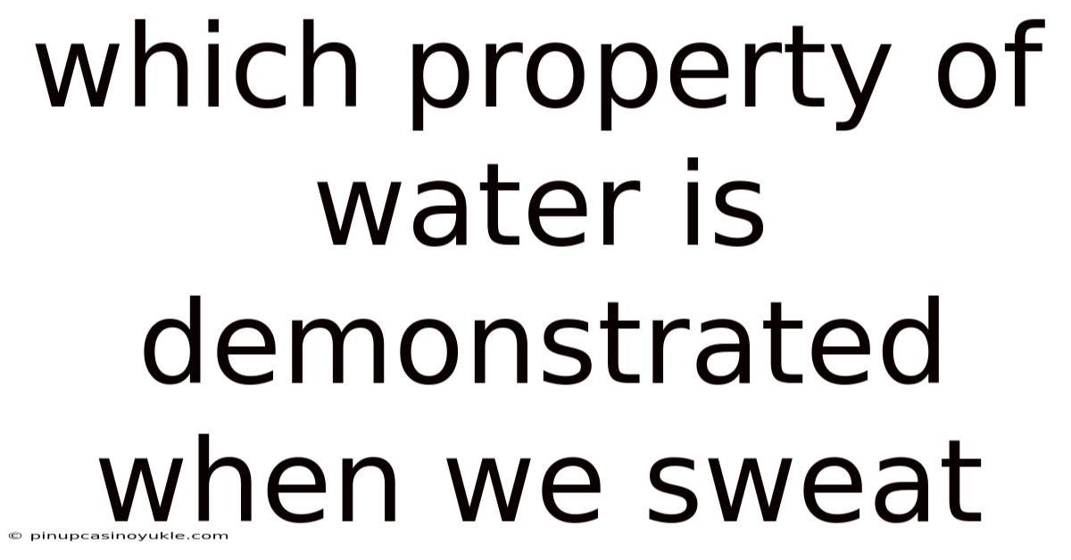 Which Property Of Water Is Demonstrated When We Sweat