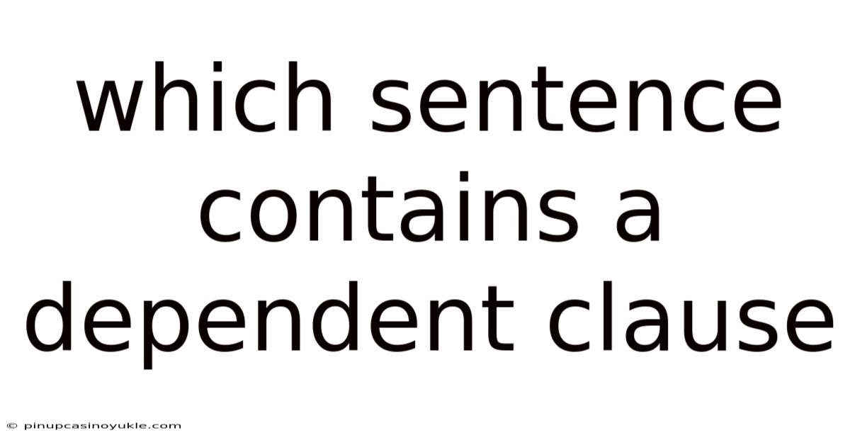 Which Sentence Contains A Dependent Clause