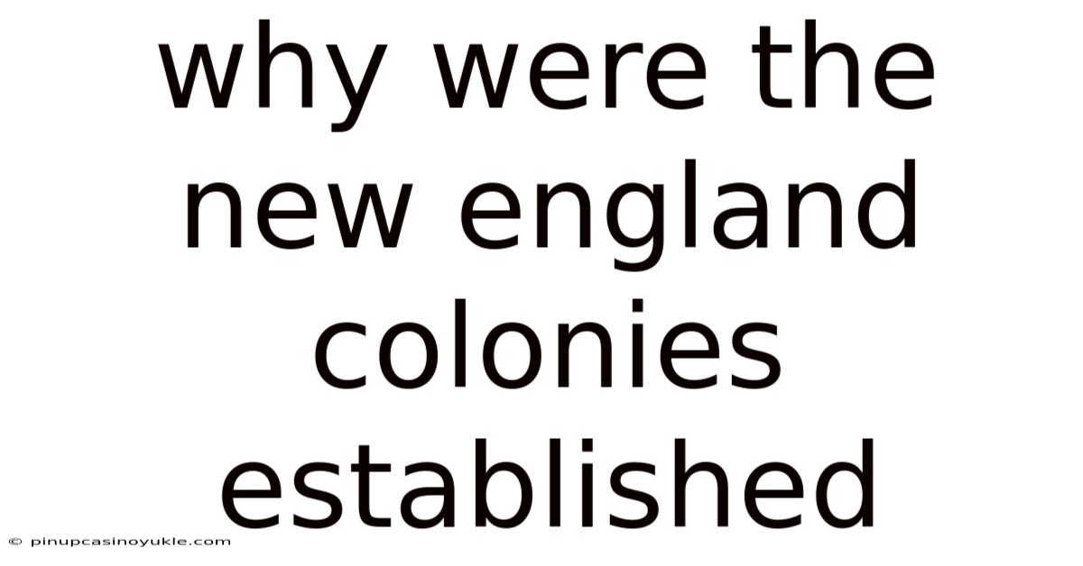 Why Were The New England Colonies Established