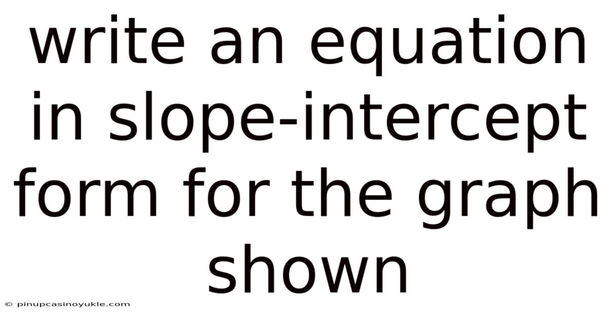 Write An Equation In Slope-intercept Form For The Graph Shown