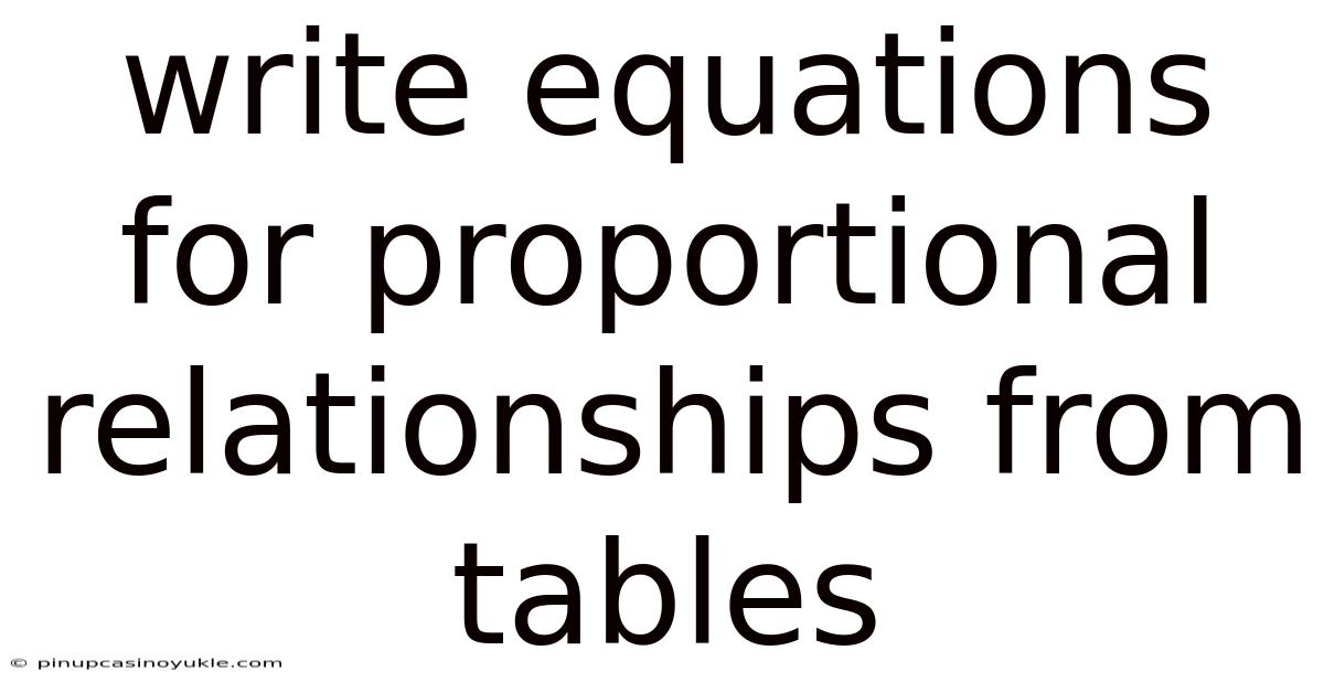 Write Equations For Proportional Relationships From Tables